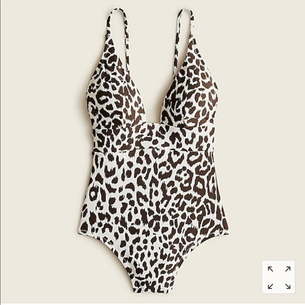 JCREW Long torso Plunge V-neck swimsuit in leopard